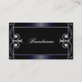 Black Dark Blue Verziert Sparkling Diamonds Orname Visitenkarte (Vorderseite)