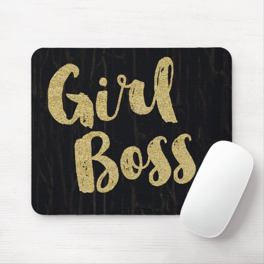 Black Dark Cracked Wood MIRL BOSS Imitats Gold Off Mousepad (Mit Mouse)