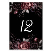 Black Dark Florals Gothic Wedding Tischnummer (Rückseite)