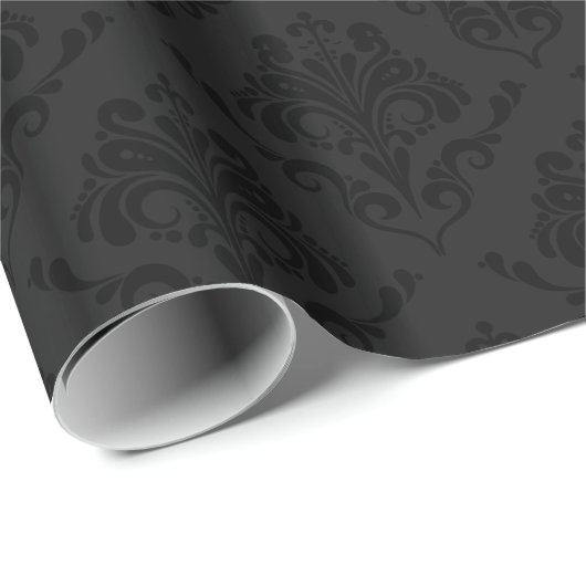 Black & Dark Gray Damasks Monochromatic Design Geschenkpapier (Rolleneckpunkt)