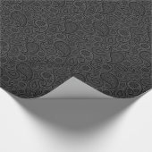 Black & Dark Gray Monotones Floral Paisley Geschenkpapier (Ecke)