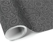 Black & Dark Gray Monotones Floral Paisley Geschenkpapier (Rolleneckpunkt)