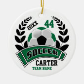 Black, Dark Green and White Personalize Soccer ⚽ Keramik Ornament (Vorne)