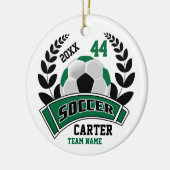 Black, Dark Green and White Personalize Soccer ⚽ Keramik Ornament (Links)