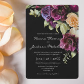 Black Dark Moody Elegant Floral Wedding Einladung