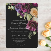 Black Dark Moody Elegant Floral Wedding Einladung