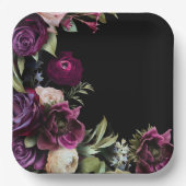 Black Dark Moody Elegant Wedding Pappteller (Vorderseite)