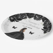Black Dark Skin Princess Birthday Party Pappteller (Schrägansicht)