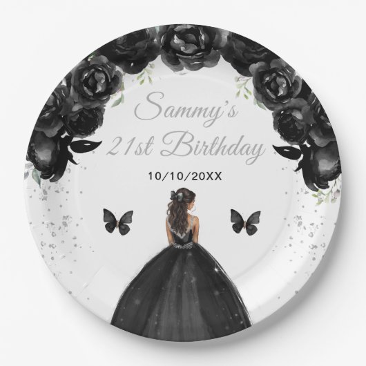 Black Dark Skin Princess Birthday Party Pappteller (Vorderseite)