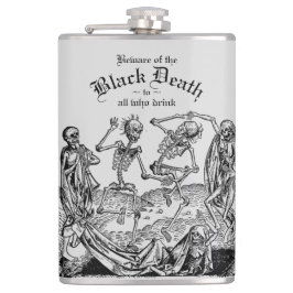 Black Death Dancing Skeletts Gothic Macabre Flachmann