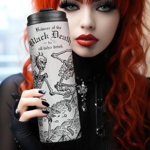 Black Death Dancing Skeletts Gothic Macabre Thermosbecher