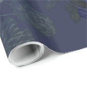 Black & Deep Blue Floral Ombre Wedding Geschenkpapier (Rolleneckpunkt)