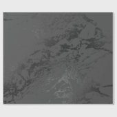 Black Deep Gray Marble Silver Carrara Shiny Geschenkpapier (Flach)