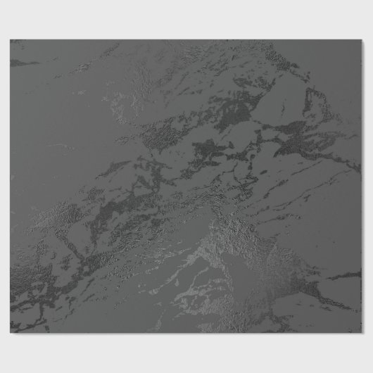 Black Deep Gray Marble Silver Carrara Shiny Geschenkpapier (Flach)
