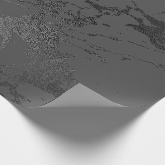 Black Deep Gray Marble Silver Carrara Shiny Geschenkpapier (Ecke)