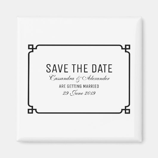 Black Deko Chic Save the Date Magnet (Vorne)