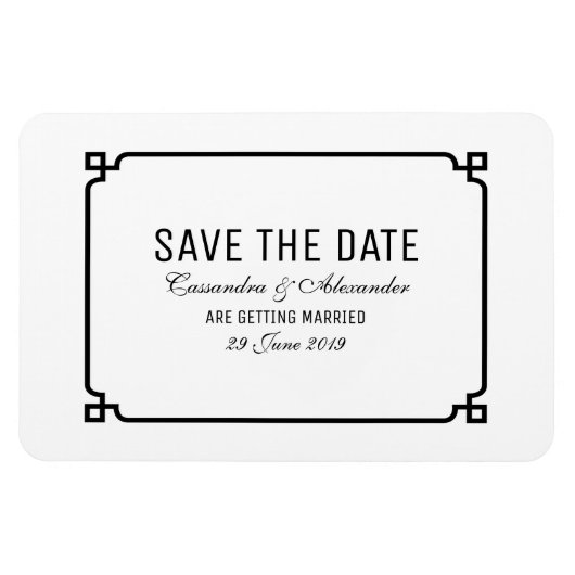 Black Deko Chic Save the Date Magnet (Horizontal)