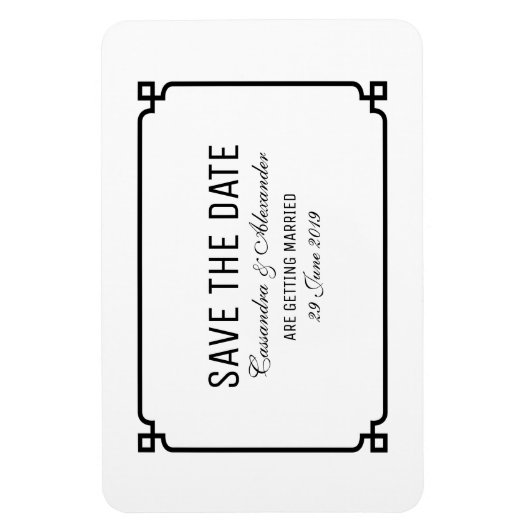 Black Deko Chic Save the Date Magnet (Vertikal)