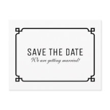 Black Deko Chic Save the Date Postcard