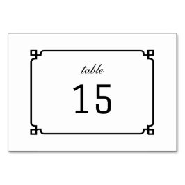Black Deko Chic Table Card Tischnummer