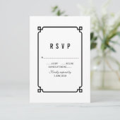 Black Deko Chic Wedding RSVP Karte (Stehend Vorderseite)