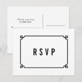 Black Deko Chic Wedding RSVP Postcard Einladungspostkarte (Vorne/Hinten)