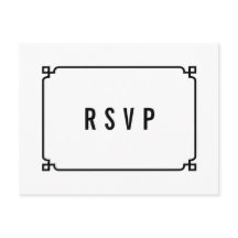 Black Deko Chic Wedding RSVP Postcard