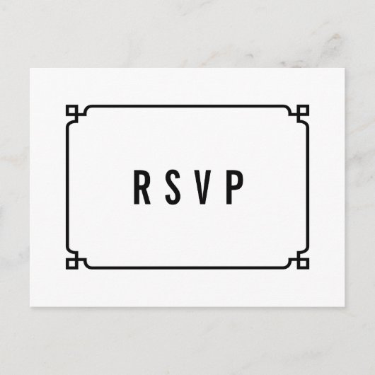 Black Deko Chic Wedding RSVP Postcard Einladungspostkarte (Vorderseite)