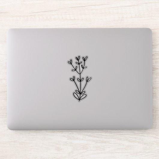 Black Delicate Botanical Transparent Custom Cut Aufkleber (Computer)