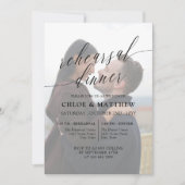 Black Delicate Calligraphy Foto Probe Dinner Einladung (Vorderseite)