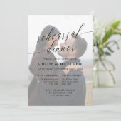 Black Delicate Calligraphy Foto Probe Dinner Einladung (Stehend Vorderseite)