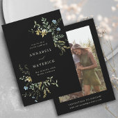 Black Delicate Wildblume Boho Wedding Foto Save The Date