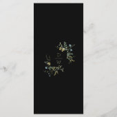 Black Delicate Wildblume Modern Boho Wedding Menükarte (Rückseite)