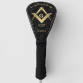 Black Demask Masonic Mit Monogramm Golf Headcover (Vorderseite)