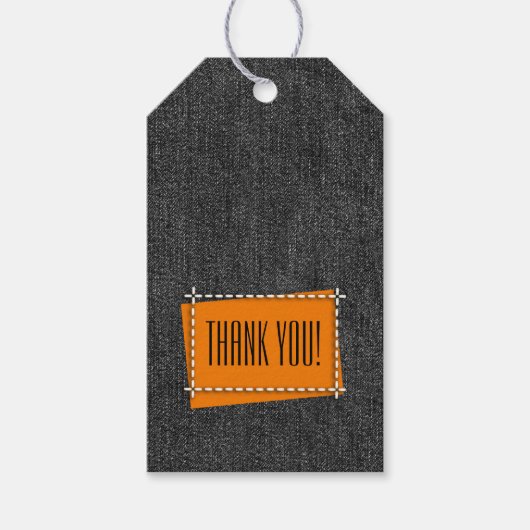 Black Denim Pattern Graduation Party Danke Geschenkanhänger (Vorderseite)