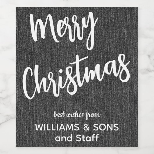 Black Denim White Script, Business Name Set 6 Weinetikett (Einzelnes Label)