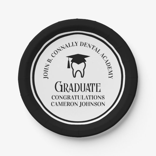 Black Dental School Custom Graduation Party Pappteller (Vorderseite)