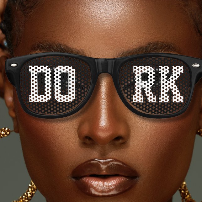 Black Depp Geek Loner Partybrille (black retro sunglasses with bold letter text DORK)