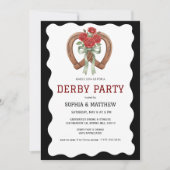 Black Derby Party Invitation Elegant Horseshoe Einladung (Vorderseite)