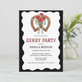 Black Derby Party Invitation Elegant Horseshoe Einladung (Stehend Vorderseite)