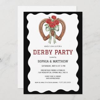 Black Derby Party Invitation Elegant Horseshoe Einladung