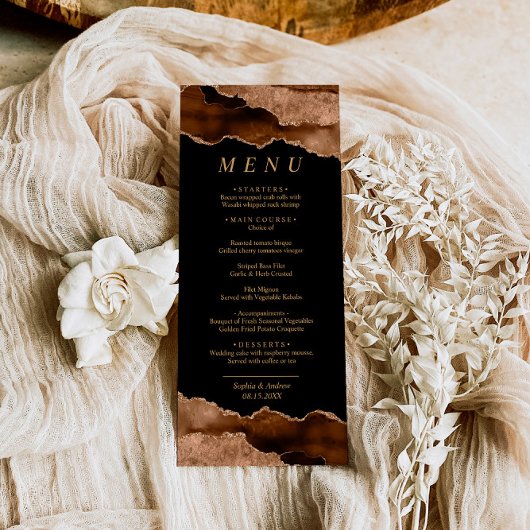 Black & Desert Gold Calligraphy Wedding Menu Menükarte