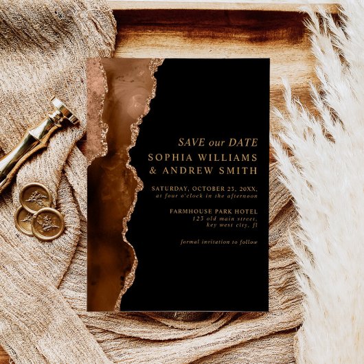 Black & Desert Gold Save the Date Hochzeit Einladung