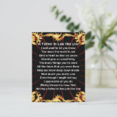 Black Design Vater in Law Gedicht Postkarte (Stehend Vorderseite)