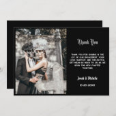 Black Dia De Los Muertos Engagement Party Dankeskarte (Vorne/Hinten)