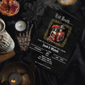 Black Día De Los Muertos Skulls Engagement Party Einladung