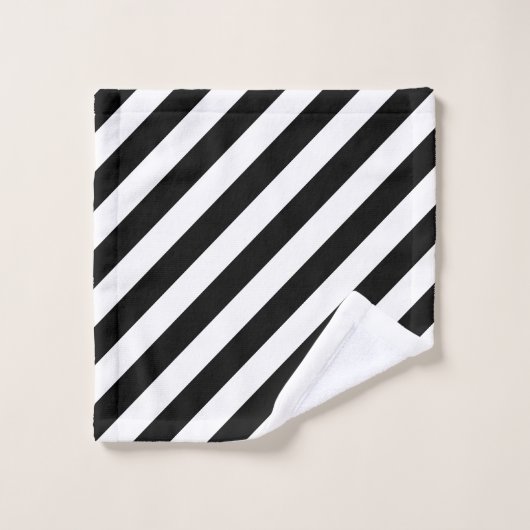 Black Diagonal Stripes Bath Set (Waschlappen)