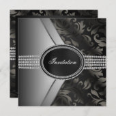 Black Diamond Black Krawatte Party Einladung (Vorne/Hinten)