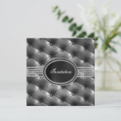 Black Diamond Black Krawatte Party Einladung (Stehend Vorderseite)