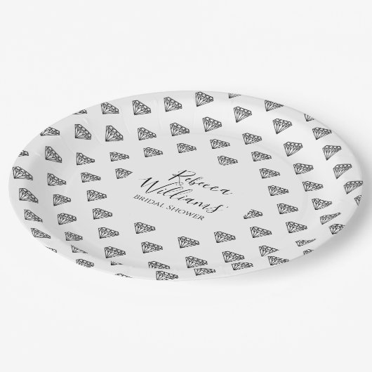 Black Diamond Brautparty Pappteller (Schrägansicht)